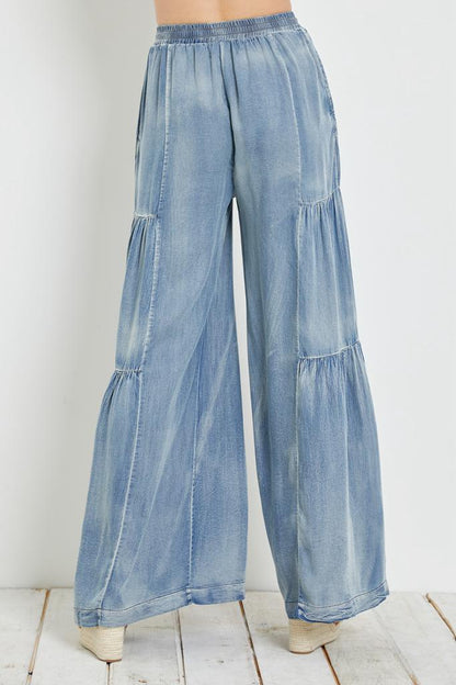 WASHED DENIM PALAZZO PANTS