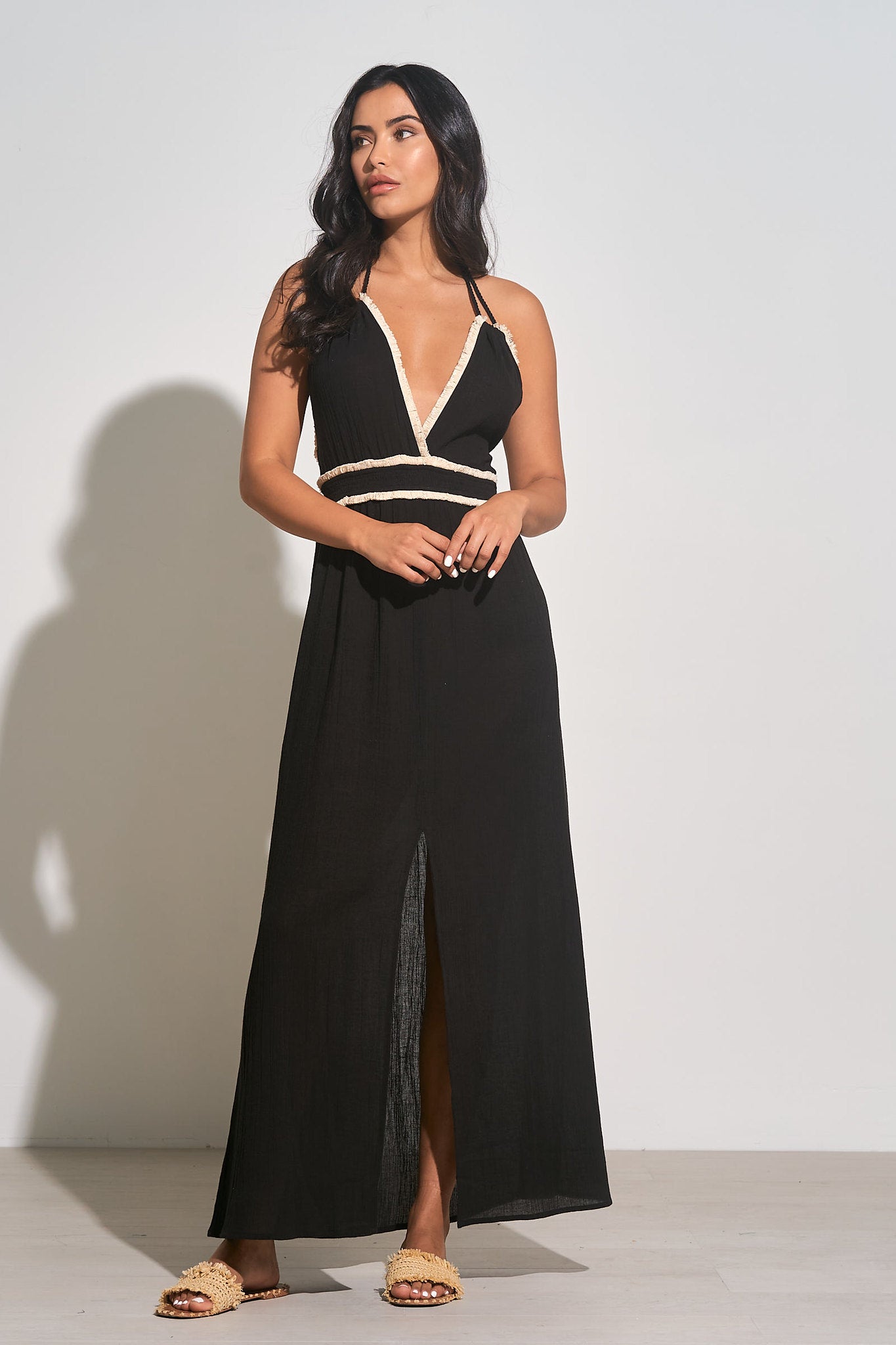 HALTER FRAY MAXI DRESS