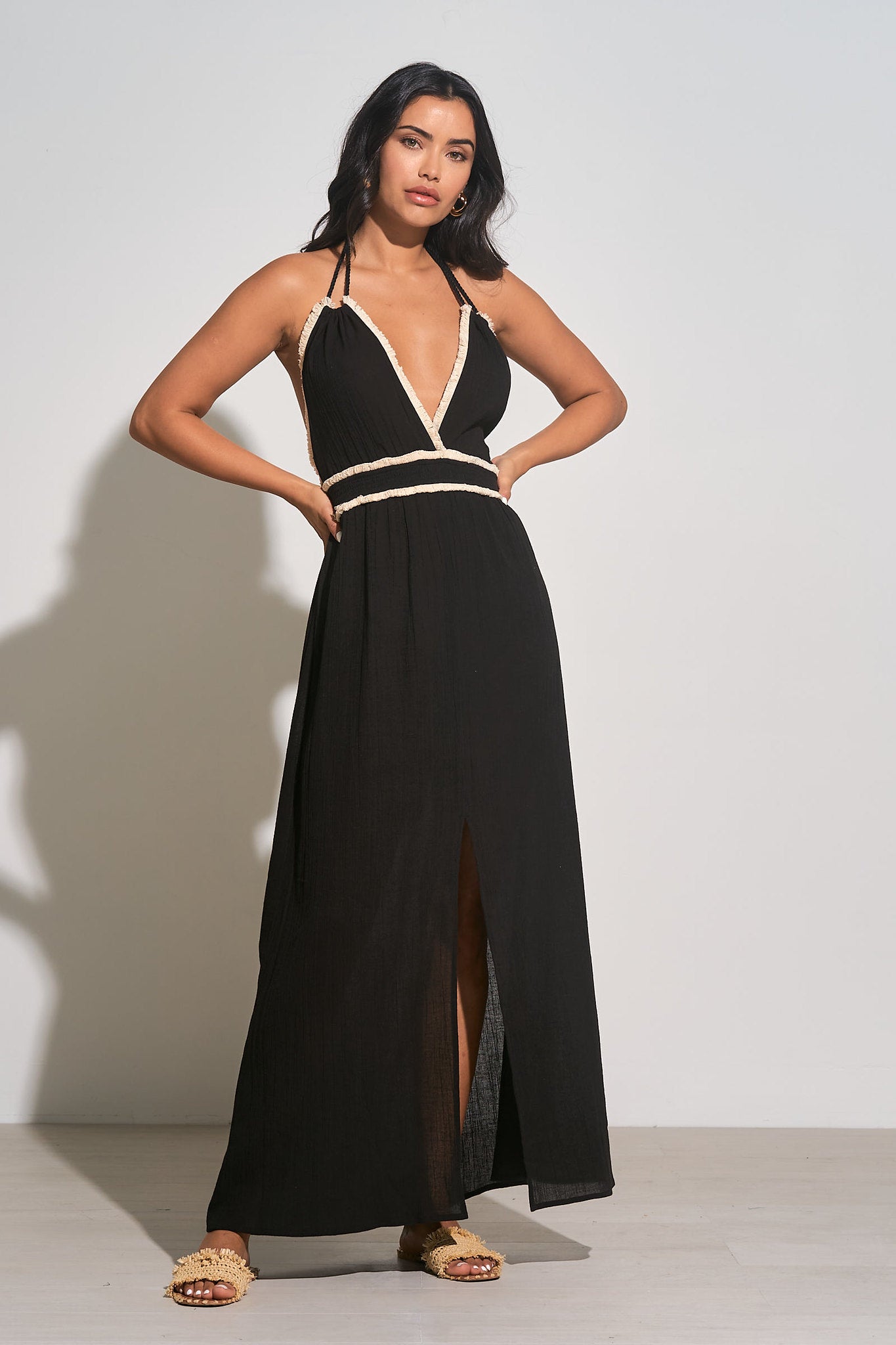 HALTER FRAY MAXI DRESS