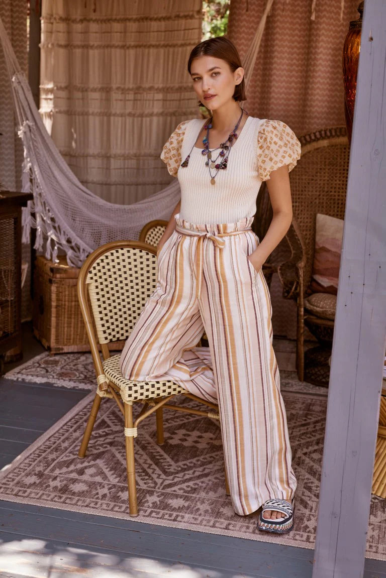 STRIPED WIDE LEG PANT