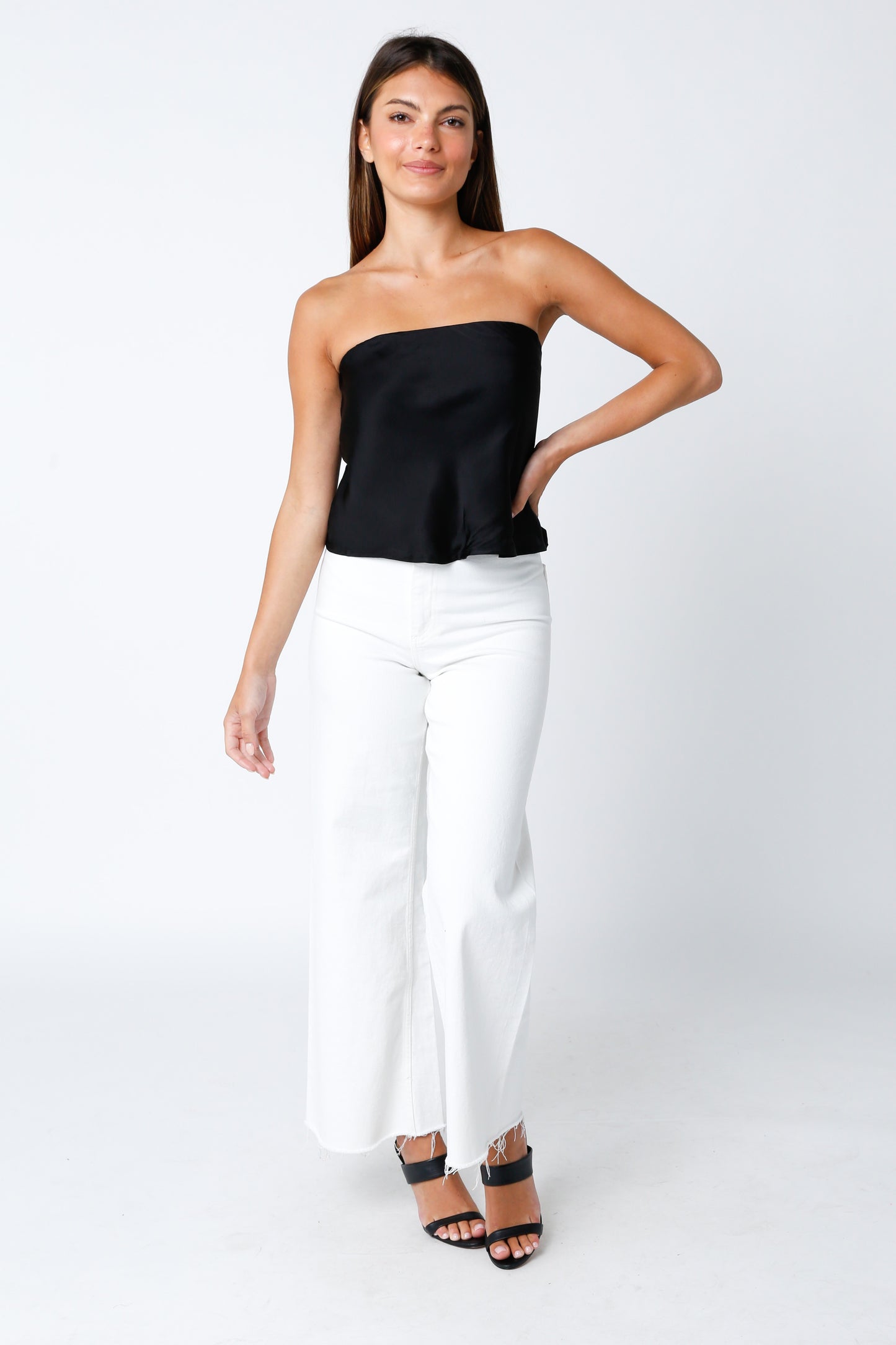 STRAPLESS SATEEN TOP