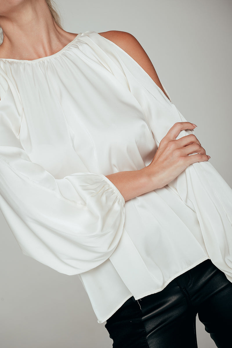 COLD SHOULDER LONG SLEEVE BLOUSE