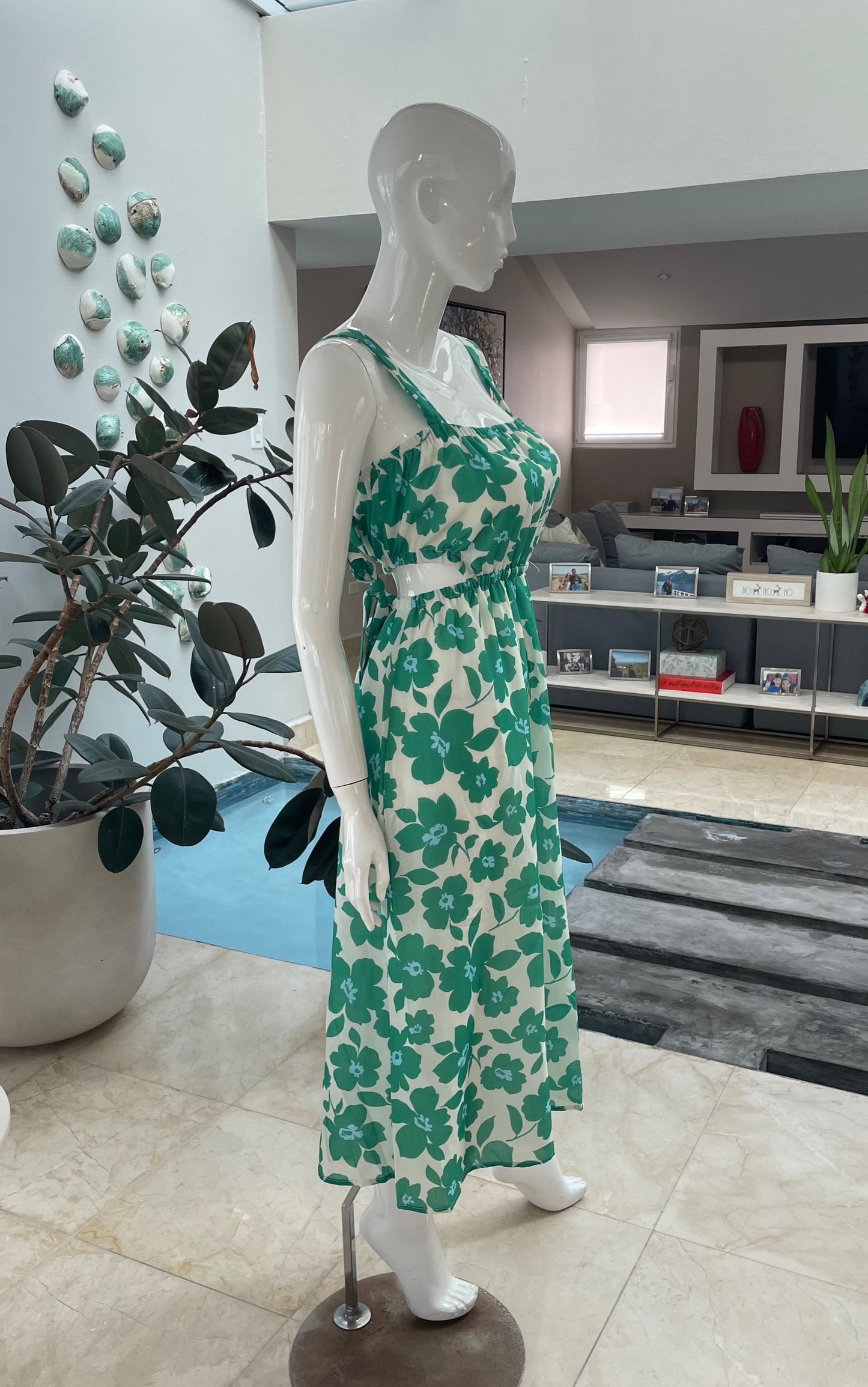 SQUARE NECK CUT OUT MIDI DRESS