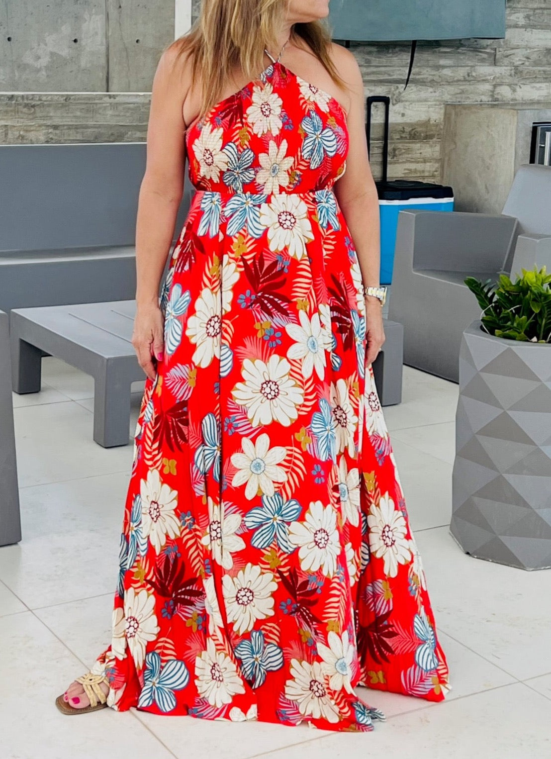 FLORAL RED MAXI