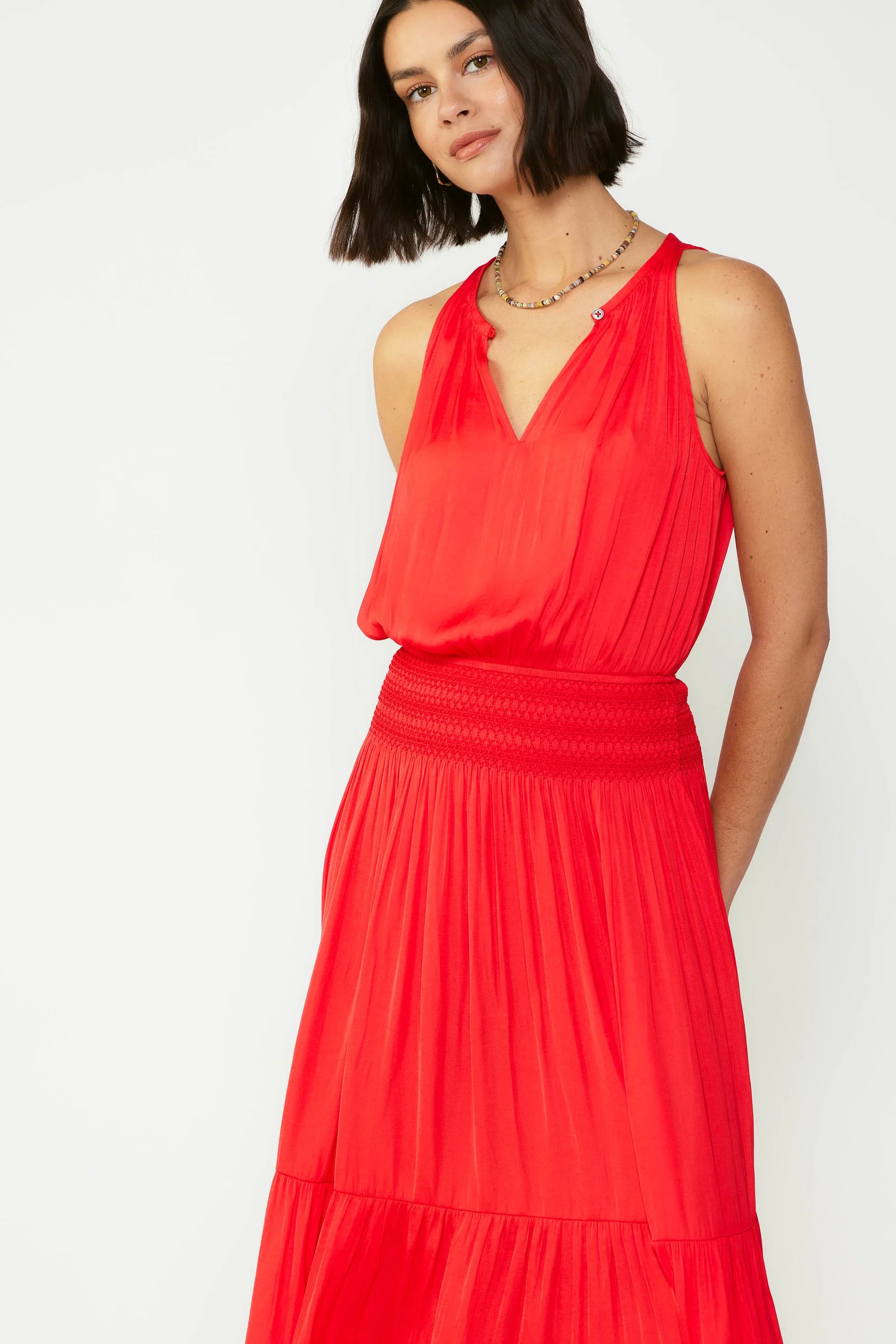 SMOCKED WAIST HALTER MIDI DRESS The Wardrobe By JAB SMOCKED WAIST HALTER MIDI DRESS The Wardrobe By JAB