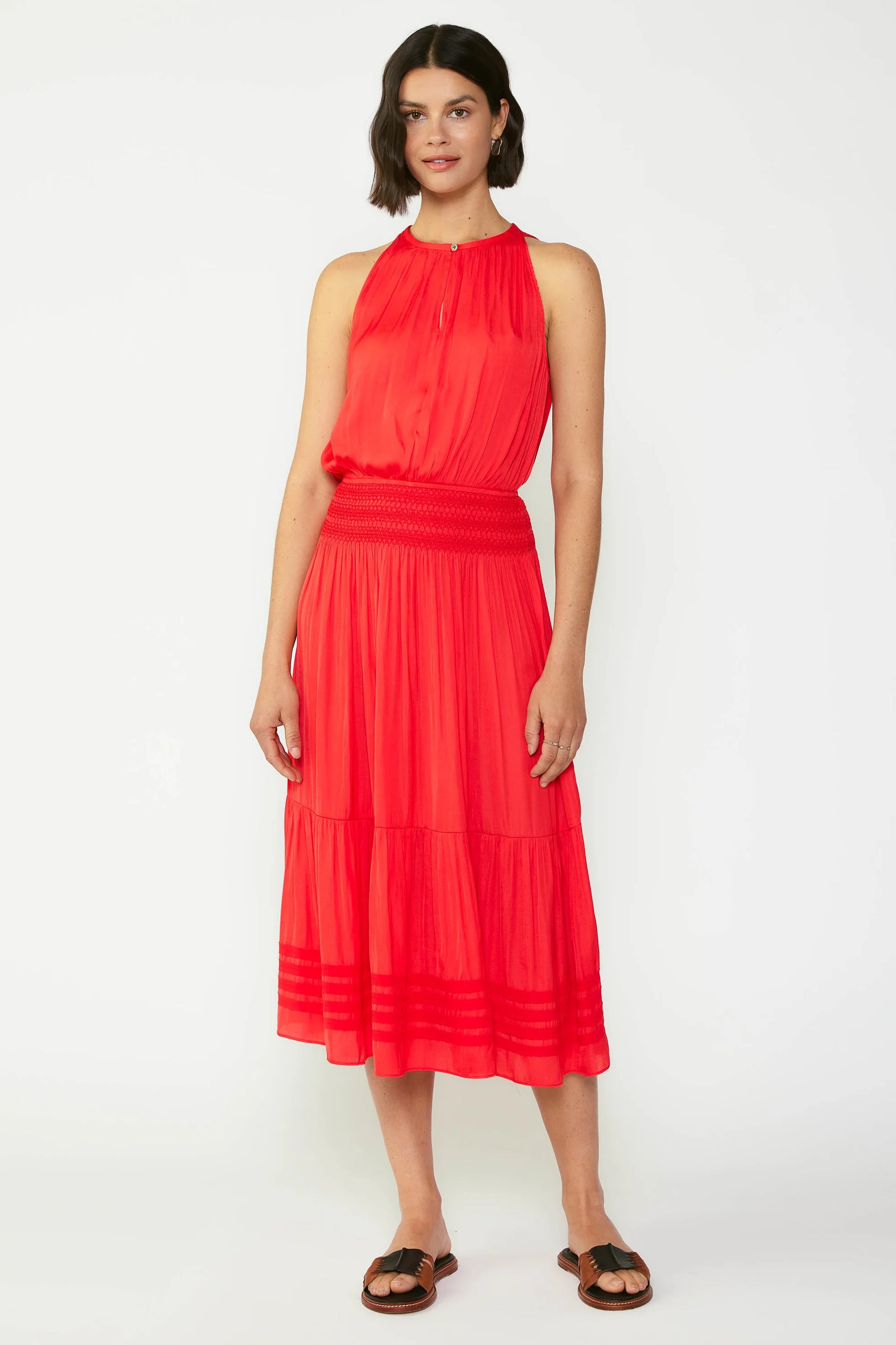 SMOCKED WAIST HALTER MIDI DRESS The Wardrobe By JAB SMOCKED WAIST HALTER MIDI DRESS The Wardrobe By JAB