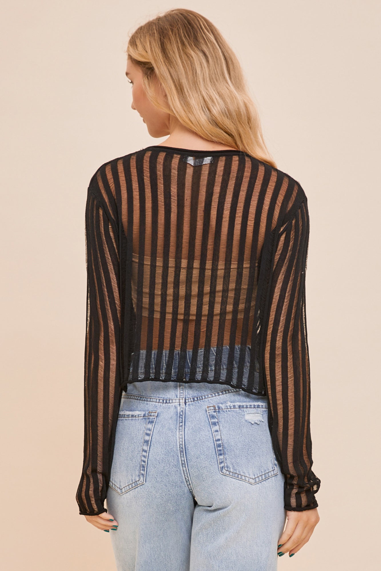 STRIPED SHEER SWEATER TOP