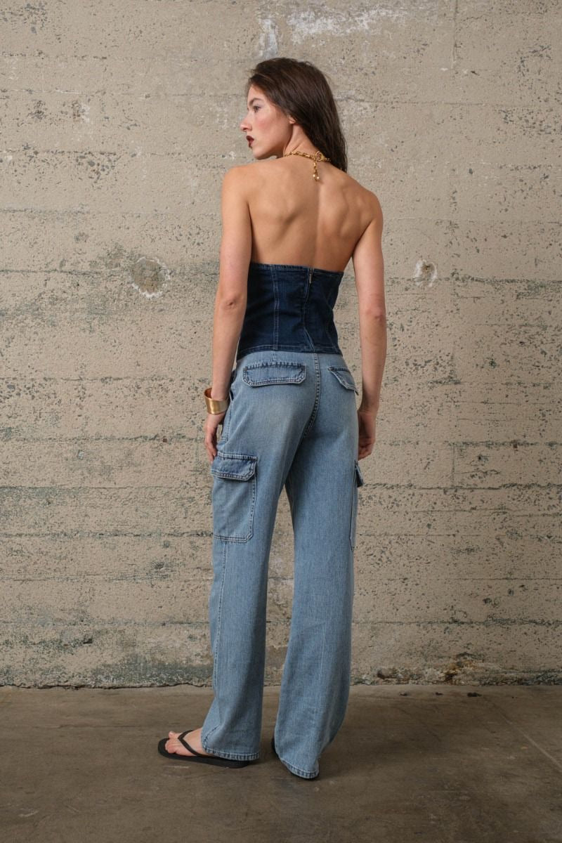 SPLIT DENIM CORSET