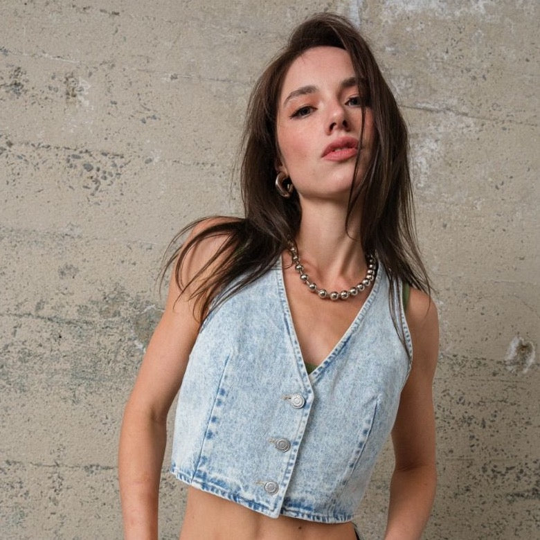 CROP DENIM VEST