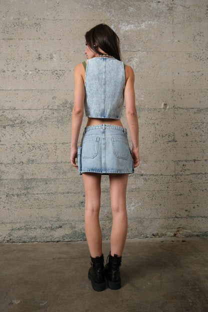 CROP DENIM VEST