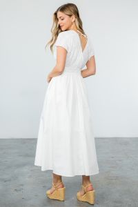 SMOCKED POPLIN MAXI DRESS